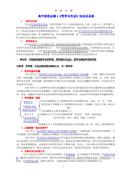 高中政治必修4《哲学与生活》知识点总结（2020年8月整理）.pdf