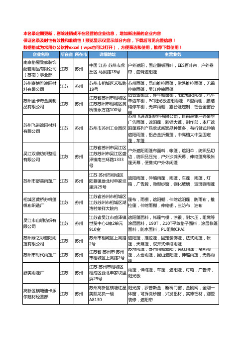 新版江苏省苏州遮阳蓬工商企业公司商家名录名单联系方式大全23家