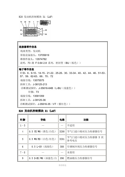 2012别克君越发动机模块K1插头Word版