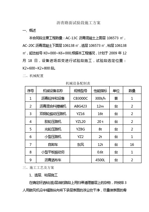 (完整版)沥青路面试验段施工方案