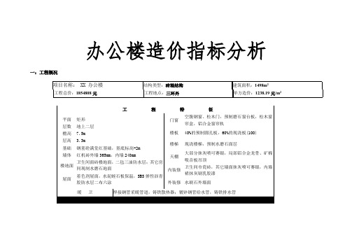 办公楼造价指标