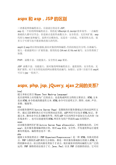 aspx和asp,JSP的区别