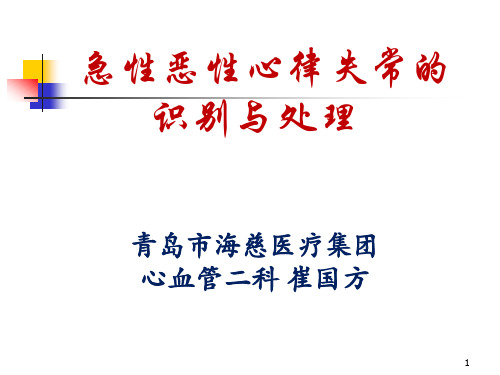 常见急性恶性心律失常的识别与处理PPT课件