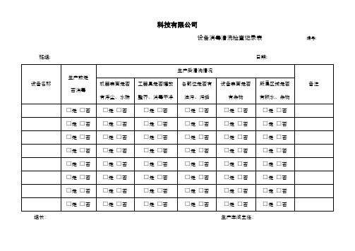 ISO22000-食品-设备消毒清洗检查记录表