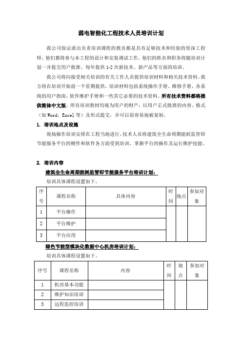 弱电智能化工程技术人员培训计划