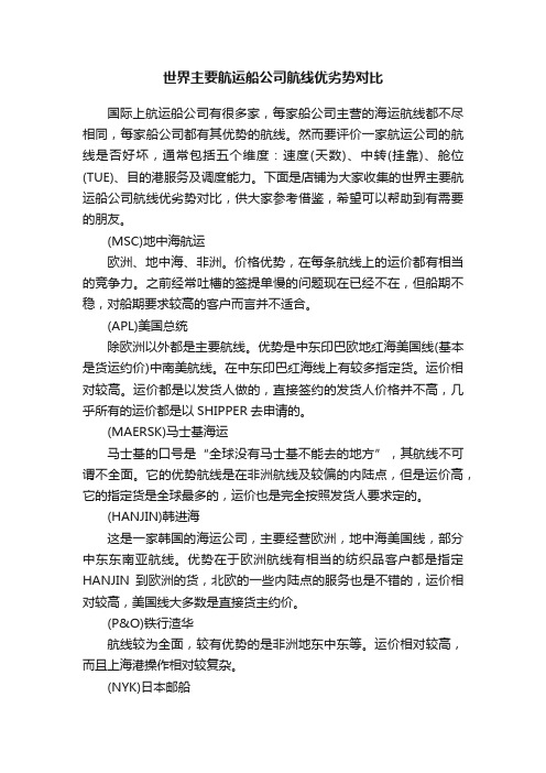 世界主要航运船公司航线优劣势对比