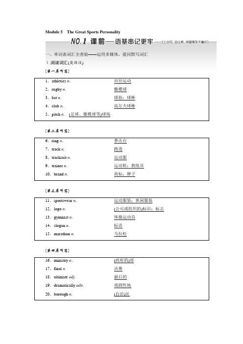 标题-2018-2019学年高中新三维一轮复习英语外研版：必修五 Module 5 The Great Sports Personality