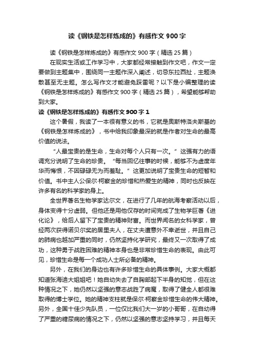 读《钢铁是怎样炼成的》有感作文900字