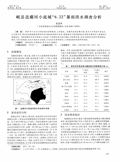 岷县迭藏河小流域“6.22”暴雨洪水调查分析