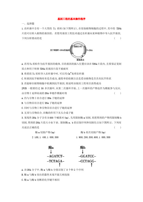 3.2基因工程的基本操作程序练习高二下学期生物人教版选择性必修3(1)