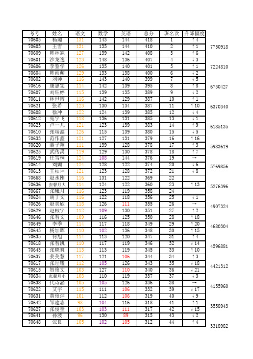 (完整版)excel学生成绩单