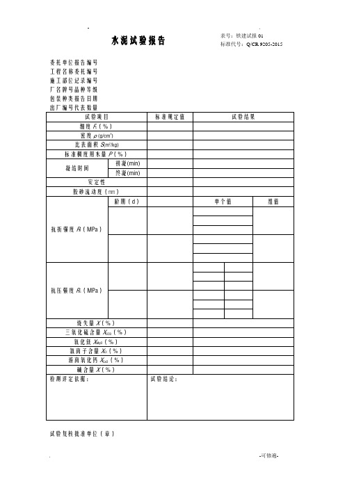 所有试验检测报告模板