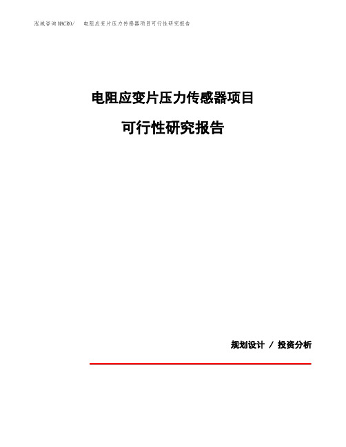 关于建设电阻应变片压力传感器项目可行性研究报告