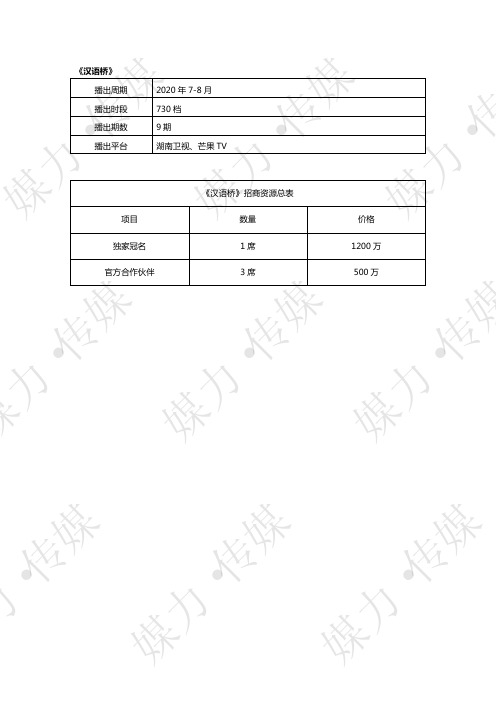 湖南卫视2020《汉语桥》广告招商价格—媒力·传媒