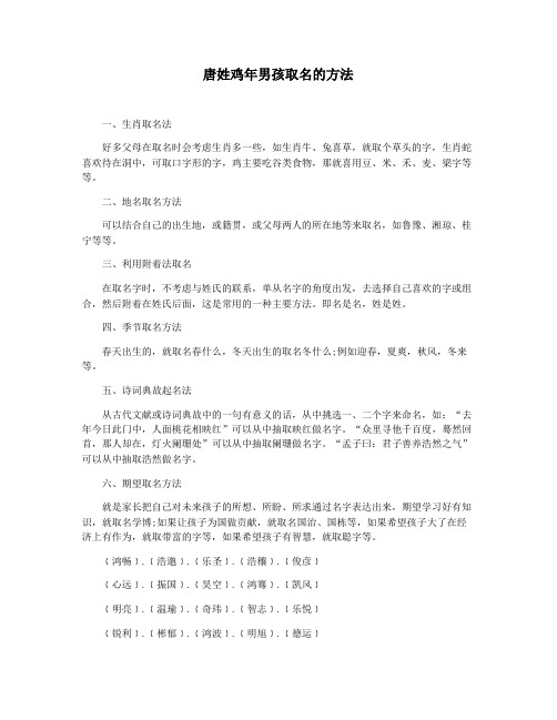 唐姓鸡年男孩取名的方法