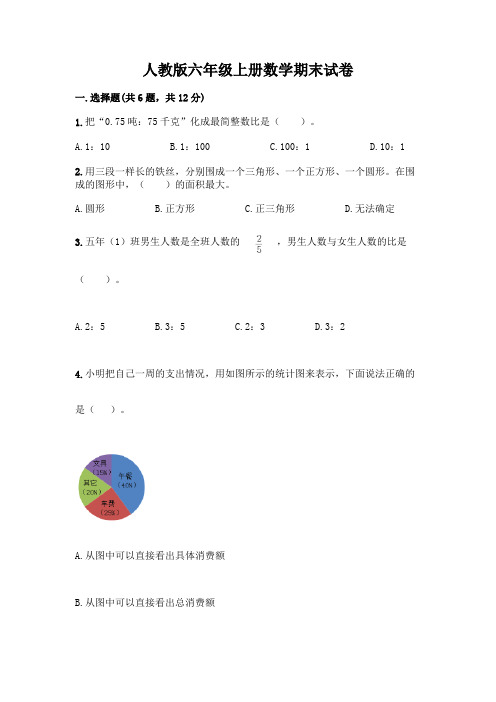 人教版六年级上册数学期末试卷及解析答案