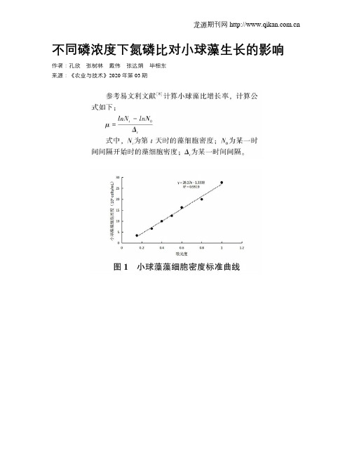 不同磷浓度下氮磷比对小球藻生长的影响