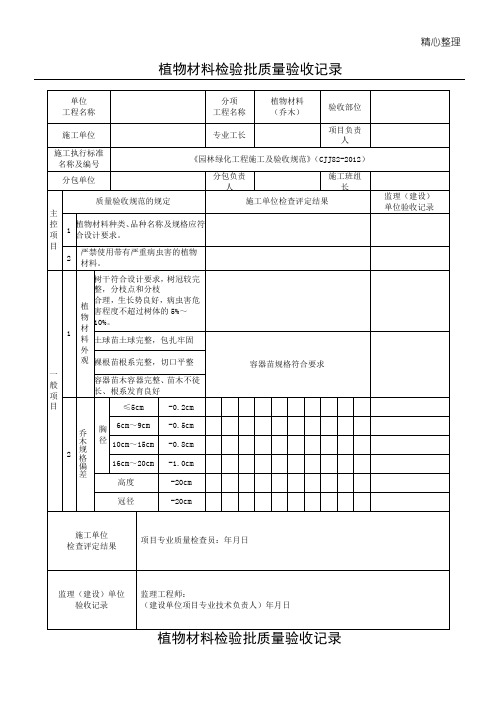 植物材料检验批质量验收记录