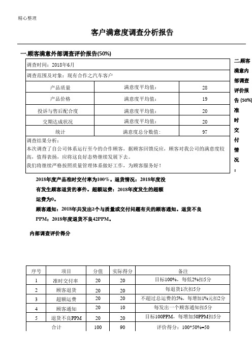 16949客户满意度调查分析分析报告