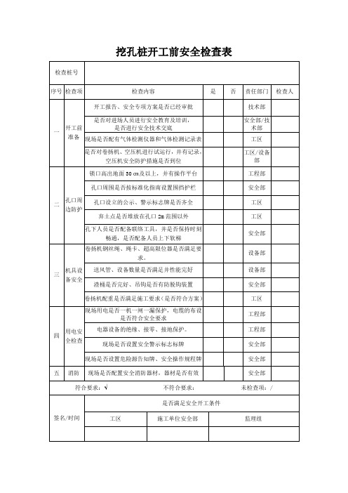 1挖孔桩开工前安全检查表