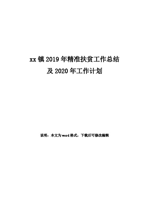 xx镇2019年精准扶贫工作总结及2020年工作计划