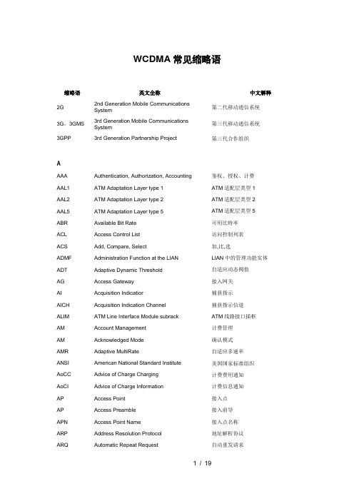 wcdma常见缩略语  通信人家园