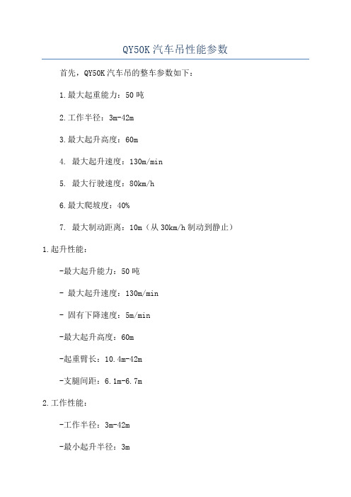 QY50K汽车吊性能参数