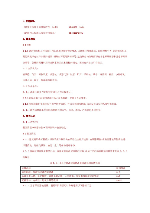 钢结构涂装施工技术交底