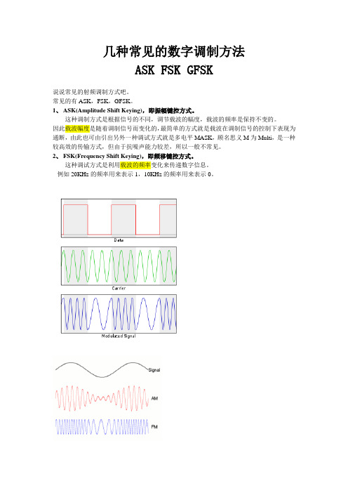 几种常见的数字调制方法 ASK,FSK,GFSK