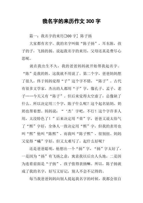 我名字的来历作文300字