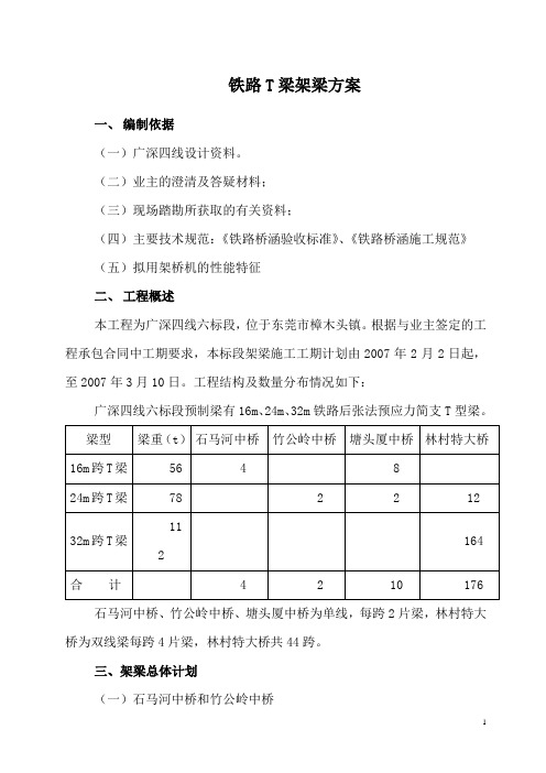 铁路T梁架梁方案