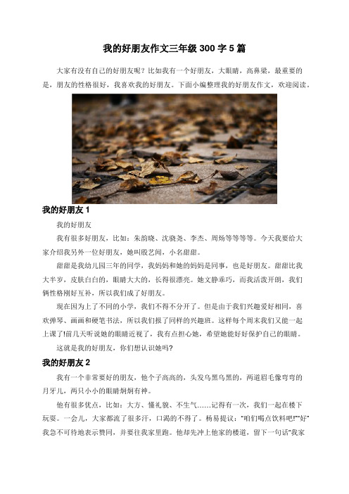 我的好朋友作文三年级300字5篇