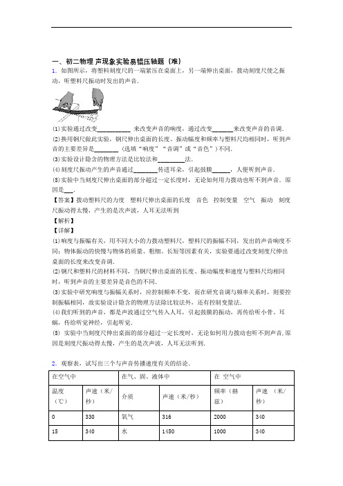 天津市耀华滨海学校物理声现象实验单元练习(Word版 含答案)