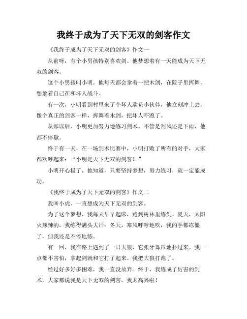 我终于成为了天下无双的剑客作文