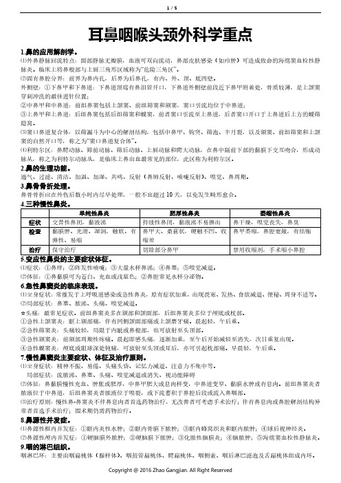 耳鼻咽喉头颈外科学重点