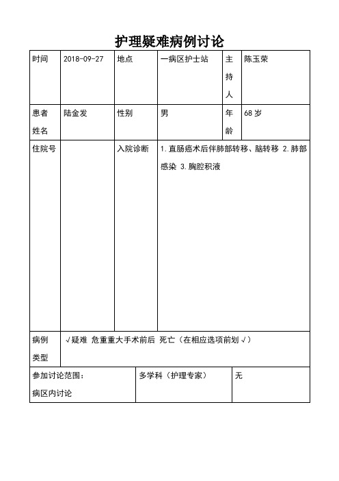 护理疑难病例讨论40618