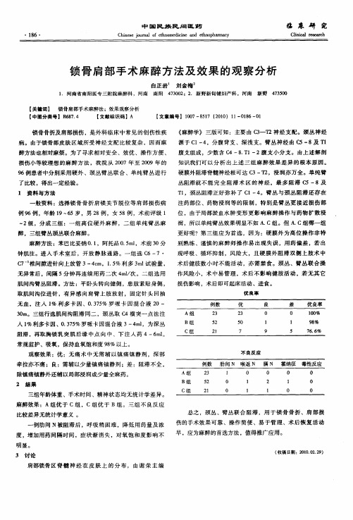 锁骨肩部手术麻醉方法及效果的观察分析