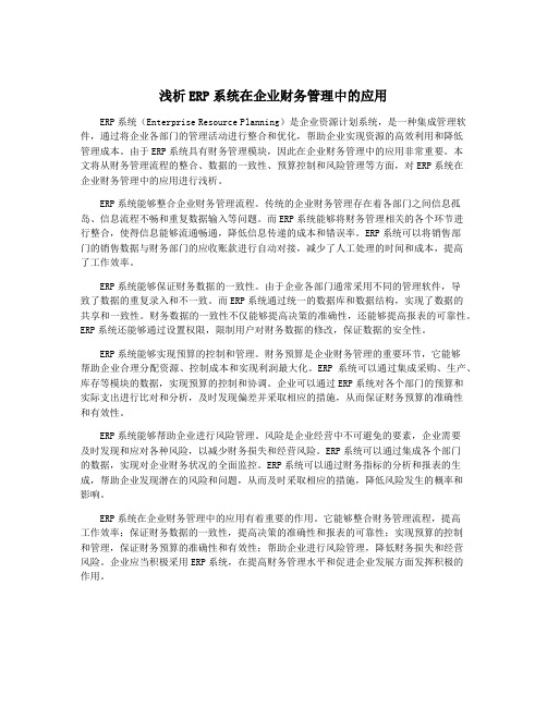 浅析ERP系统在企业财务管理中的应用