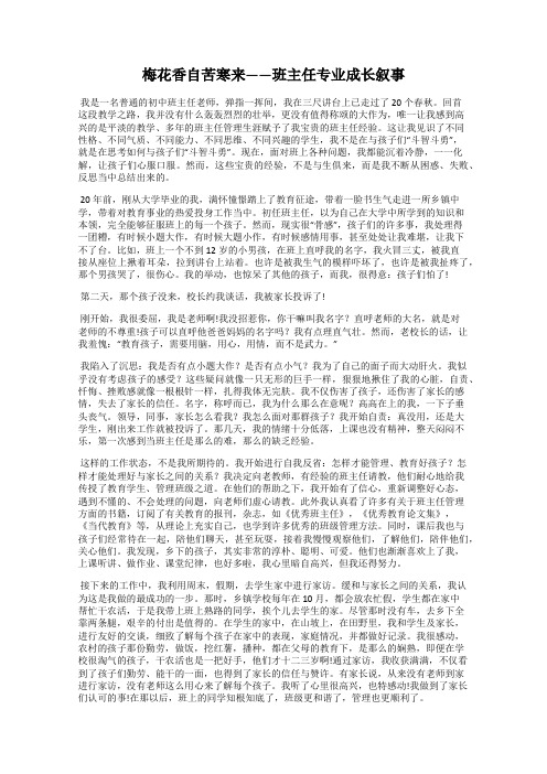 梅花香自苦寒来——班主任专业成长叙事