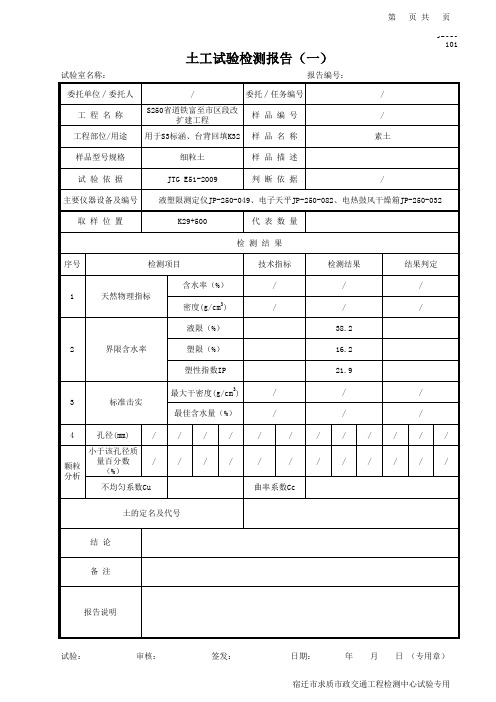 土的界限含水率液塑限法试验报告