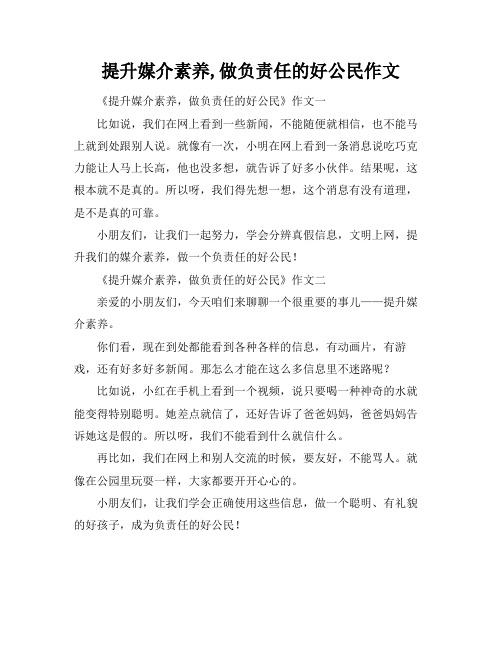 提升媒介素养,做负责任的好公民作文