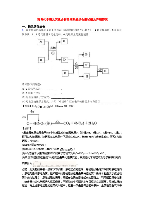 高考化学镁及其化合物的推断题综合题试题及详细答案