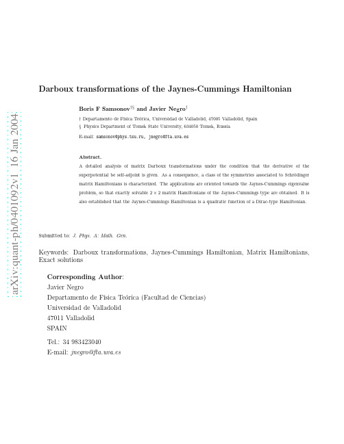 Darboux transformations of the Jaynes-Cummings Hamiltonian