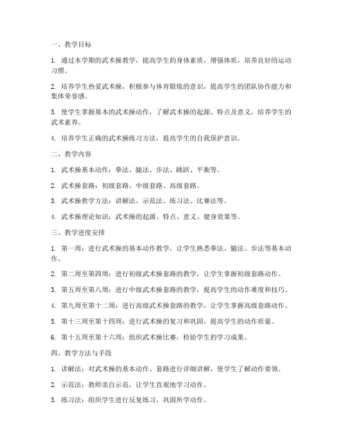 武术操一学期教学工作计划