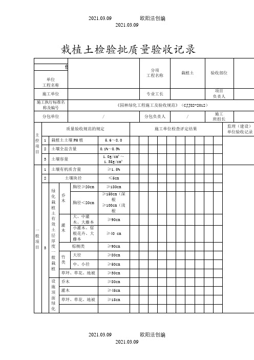 园林工程检验批最新版之欧阳法创编