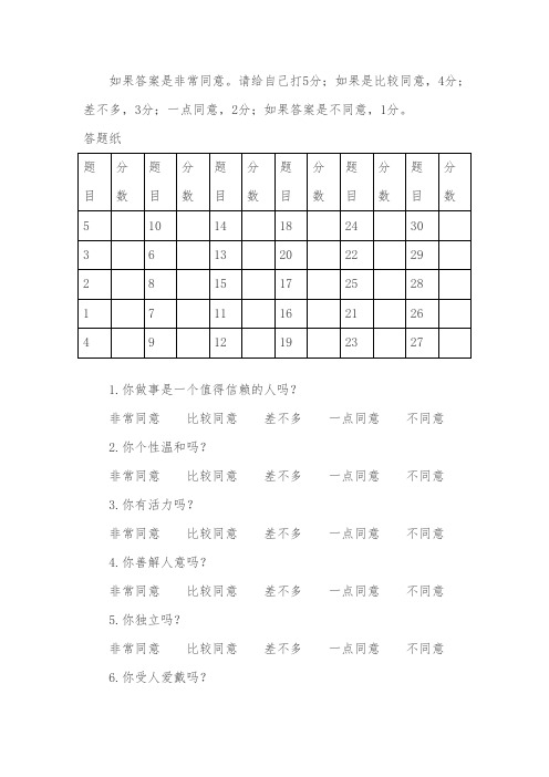 以五种动物类型测试性格