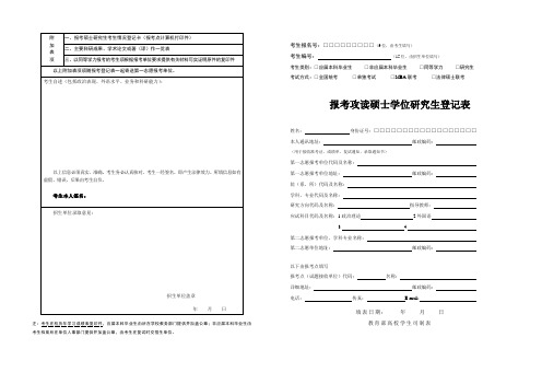 硕士报考登记表