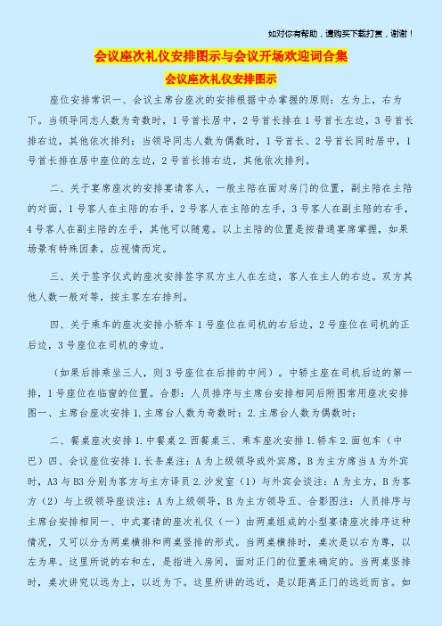 会议座次礼仪安排图示与会议开场欢迎词合集