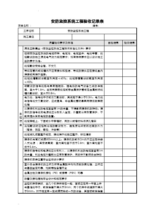 安防监控系统工程验收表