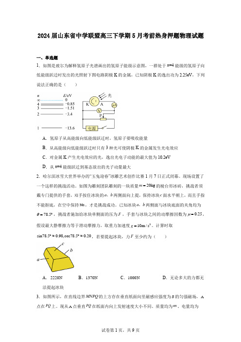 2024届山东省中学联盟高三下学期5月考前热身押题物理试题